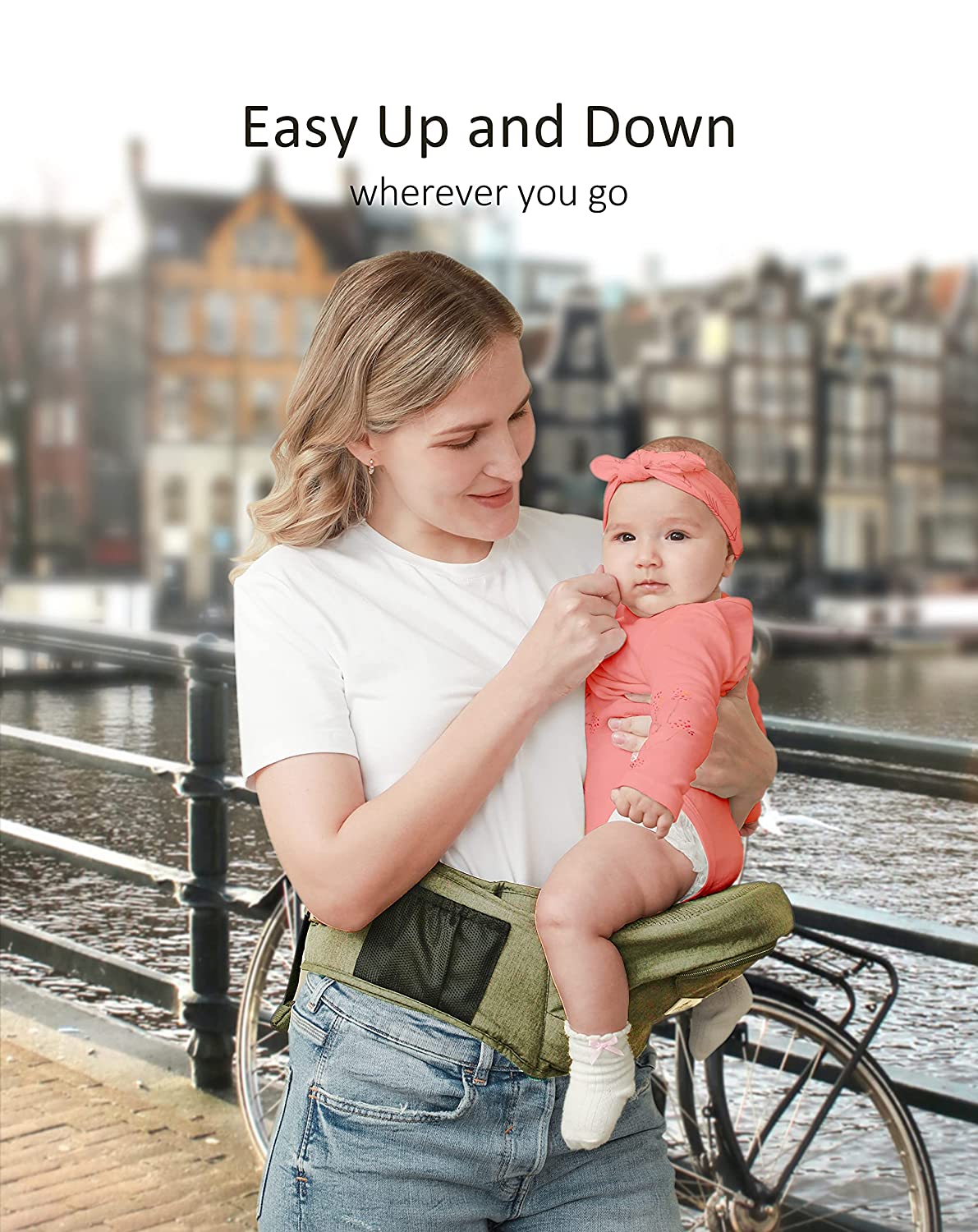 BABYMUST Hip Seat Baby Carrier, Advanced Adjustable Waistband &Various Pockets, Ergonomic Carrier for Newborns to Toddlers up to 66lbs, Black - Image 9
